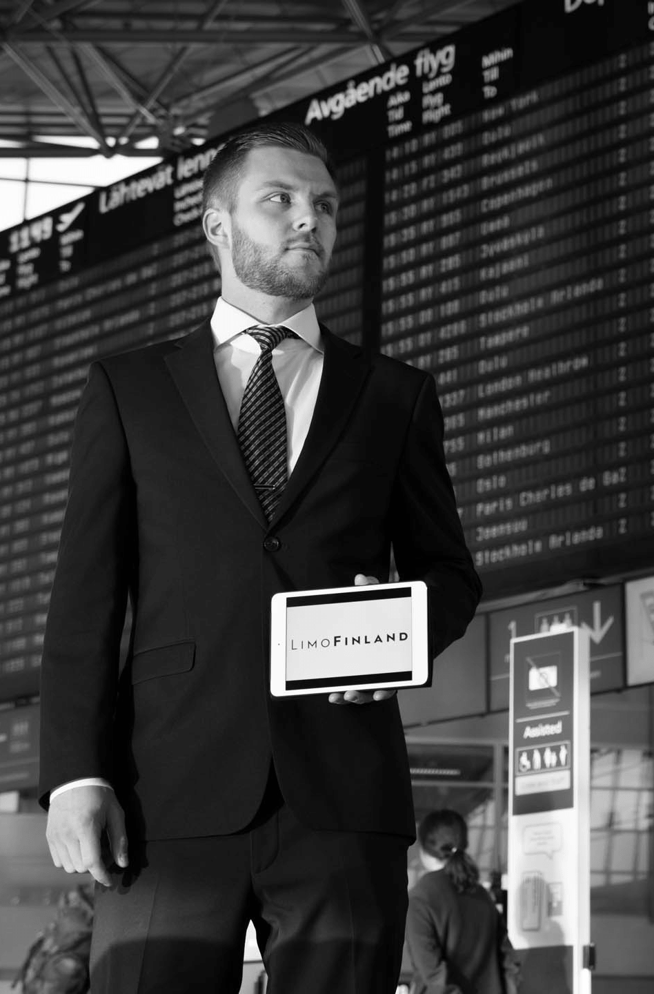 LimoFinland's driver at Helsinki airport